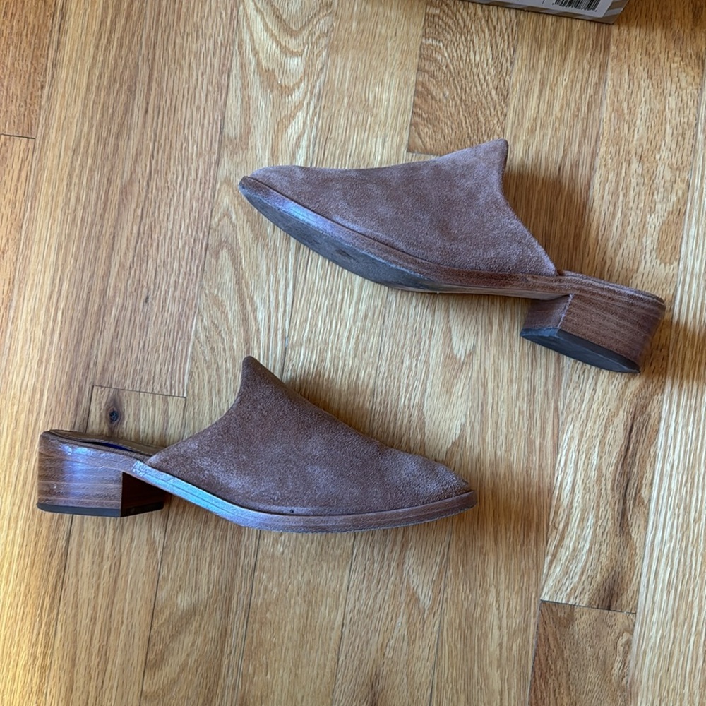 Soludos Venetian Mules Suede Leather Shoes in Tan size 6.5